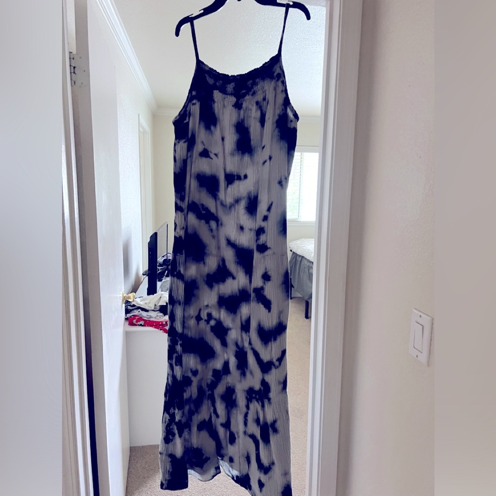 Wantable blue tie-dye dress nwot OX XL maxi